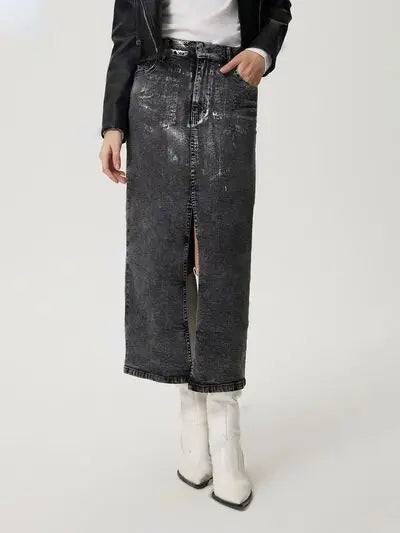 'Blanchett' Denim Column Long Skirt - Celes Fashion